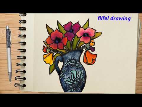 رسم مزهريه رسم جره Draw A Vase Drawing Flowers How To Draw A Flower Easy Drawings Youtube
