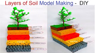 layers of soil model making 3d - soil profile - science project exhibition - diy | howtofunda