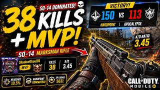 38 KILLS + MVP! SO-14 DOMINATED Hardpoint 🔥 | Apocalypse | COD Mobile