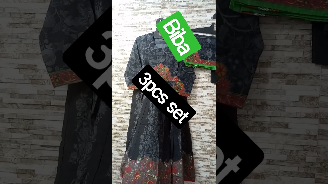 Biba black long frock with Duppata and Churidar