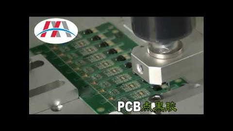 SMT Glue Dispenser Dispensing Black Glue On PCB Components - SMT Equipment Solution