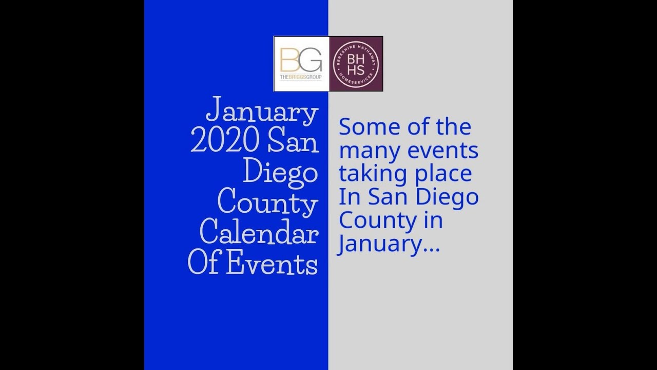 January 2020 San Diego County Calendar Of Events  YouTube