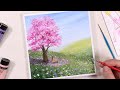 Under cherry blossom tree / Acrylic painting for beginners / PaintingTutorial