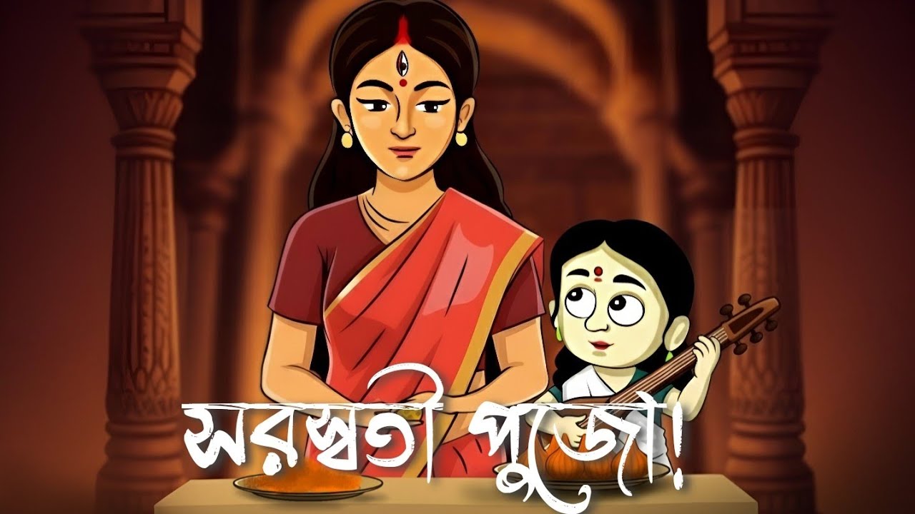 সরস্বতী পুজো🦢BENGALI CARTOON 