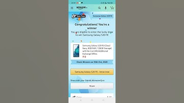 Amazon Samsung S20 FE quiz answers today | Amazon quiz today | Amazon quiz answers | win mobile 🔥