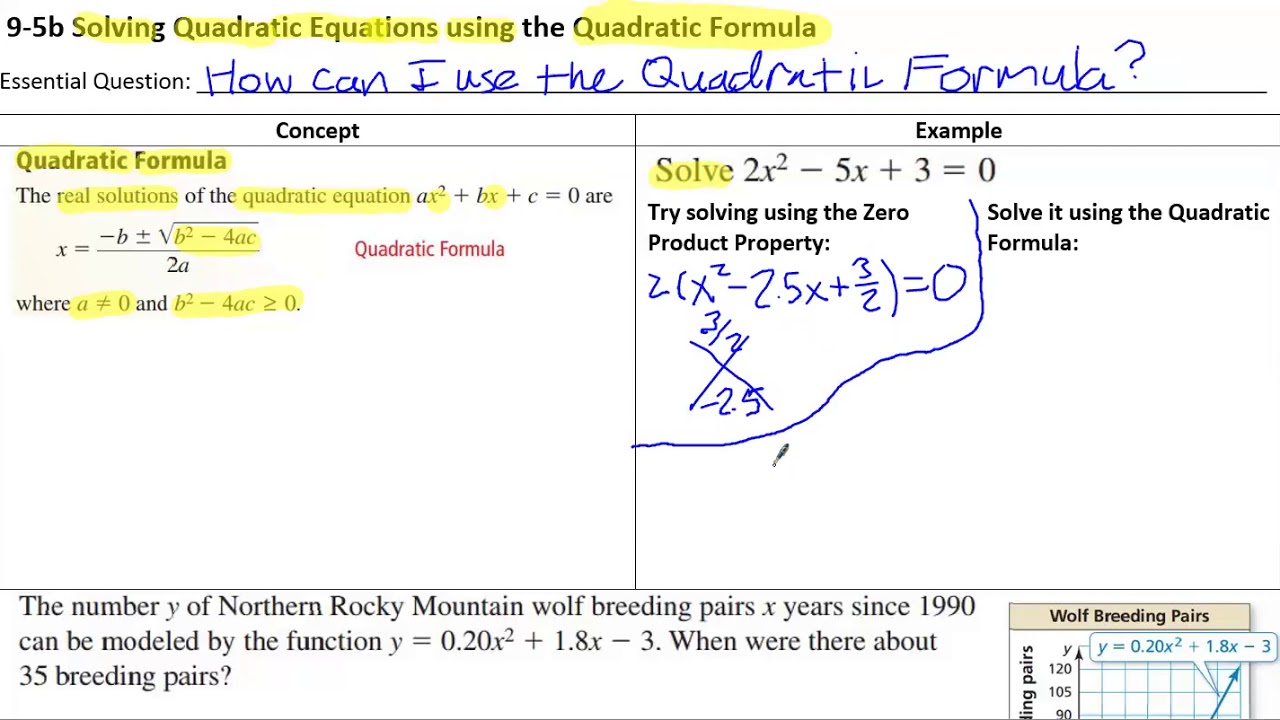 Algebra - 9.5b Solving Quadratic Equations Using the Quadratic Formula ...