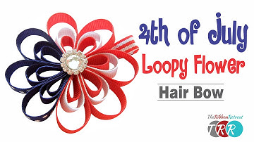 How to Make a 4th of July Loopy Flower Hair Bow - TheRibbonRetreat.com