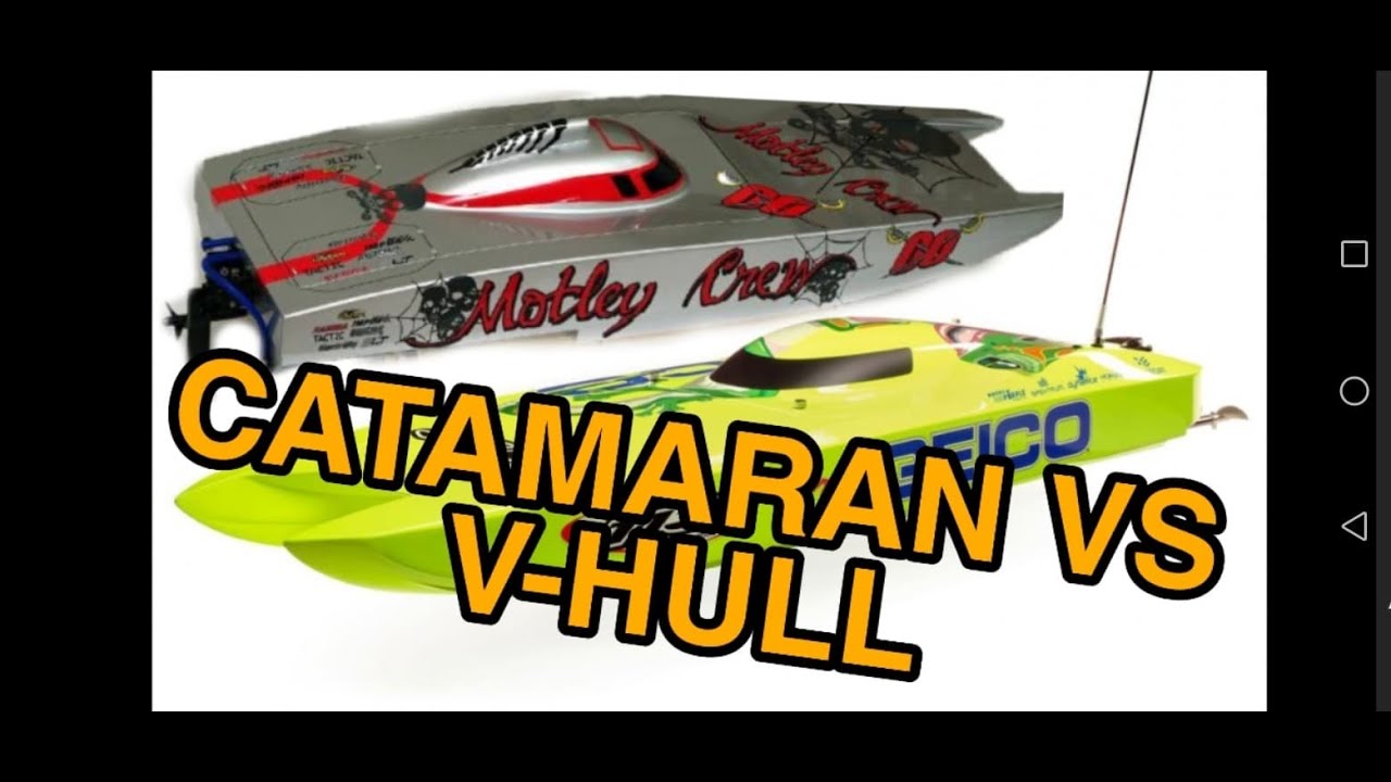 MINI BOAT CATAMARAN VS V-HULL RC BOAT RACE - YouTube