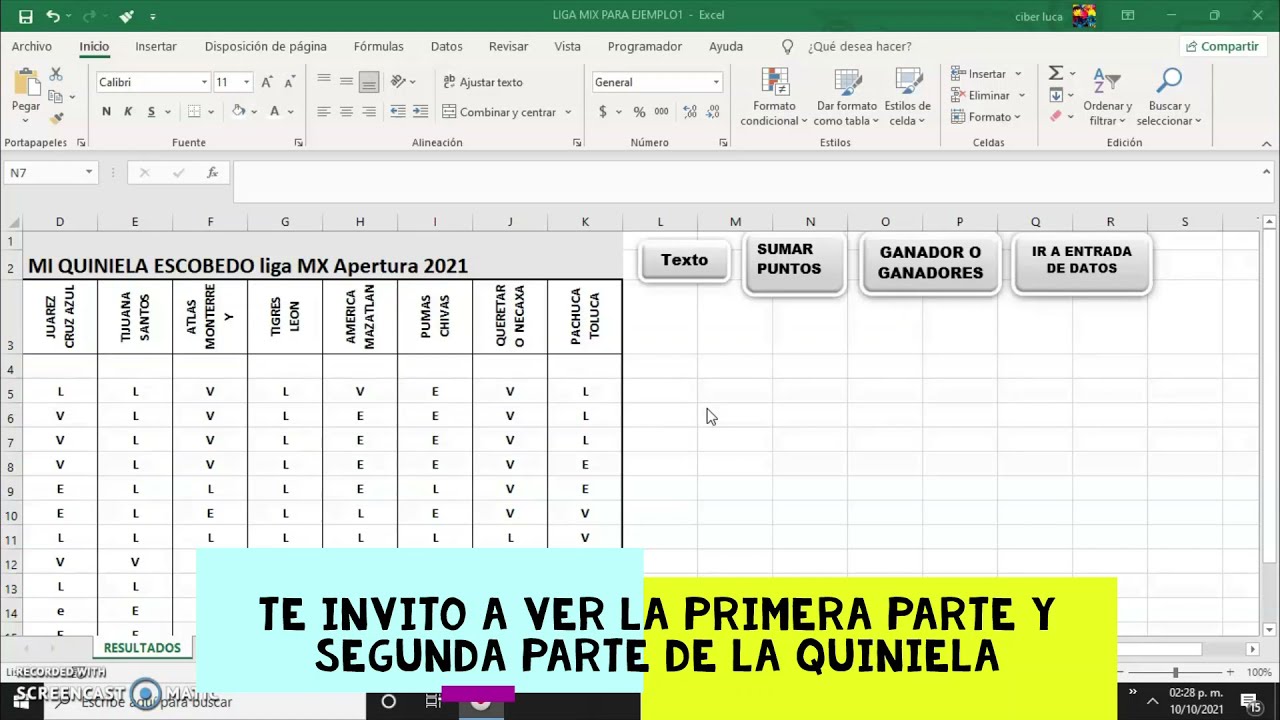 Como Hacer Una Quiniela Como hacer una QUINIELA DEPORTIVA en Excel para Futbol (Parte 2 Y Parte 3)  - YouTube