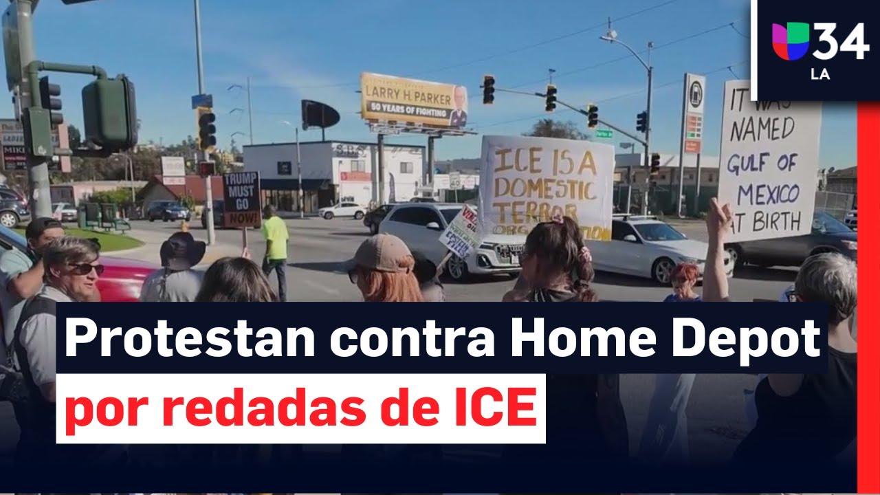 Protestan en Ladera Heights contra redadas de ICE en tiendas de Home Depot