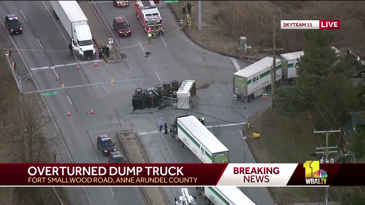 Dump truck takes down power lines on Fort Smallwood Road - YouTube