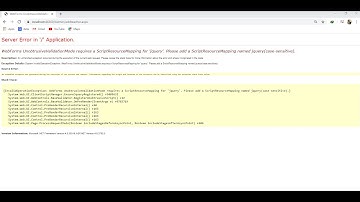 WebForms UnobtrusiveValidationMode requires a ScriptResourceMapping for 