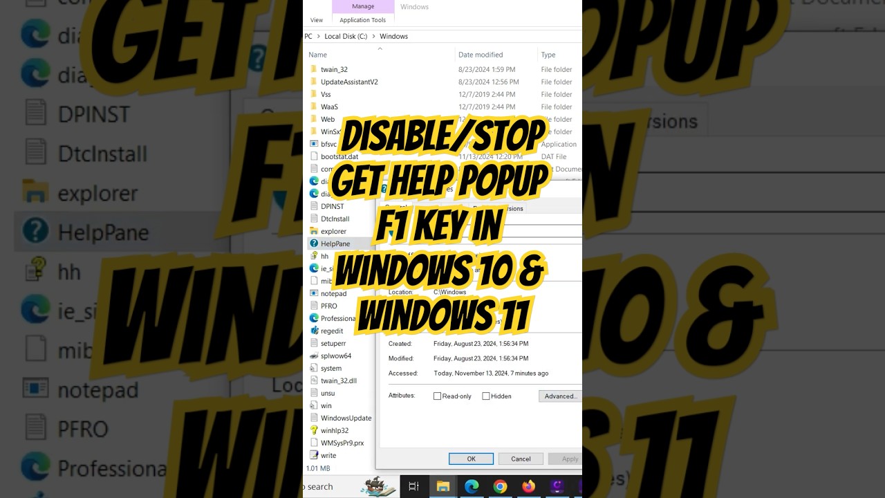Отключите или остановите всплывающее окно «Как получить справку (функция клавиши F1)» в Windows 1...