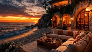 Romantic Beachside Jazz Villa | Warm Sunset Melodies & Cozy Seaside Ambience For Deep Relaxation