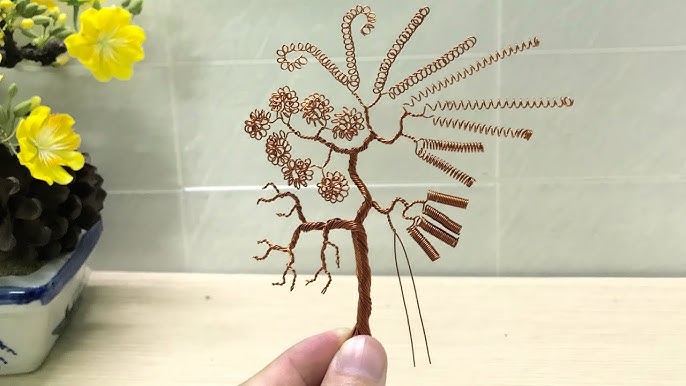 Miniature Wire Bonsai Tree Sculpture Handmade DIY 06-2