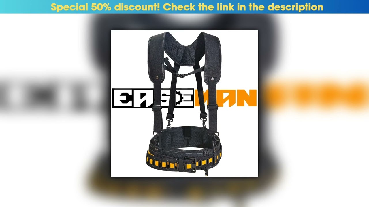 First Look Heavy Work Tool Belt Suspenders Nail Pocket Set Adjustable Lumbar Support Multi Function