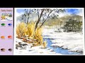 Without Sketch Landscape Watercolor - Snowy Scenery (color name,  watercolor material) NAMIL ART