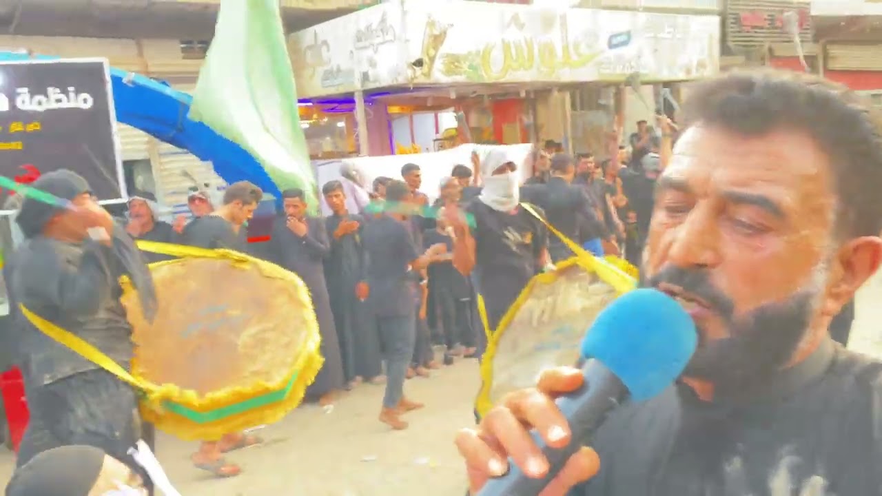 (الرادود الحسيني )سعيد العقابي( الرايه ( موكب شباب علي الاكبر) استعراض يوم السابع) تصوير علي ماجد