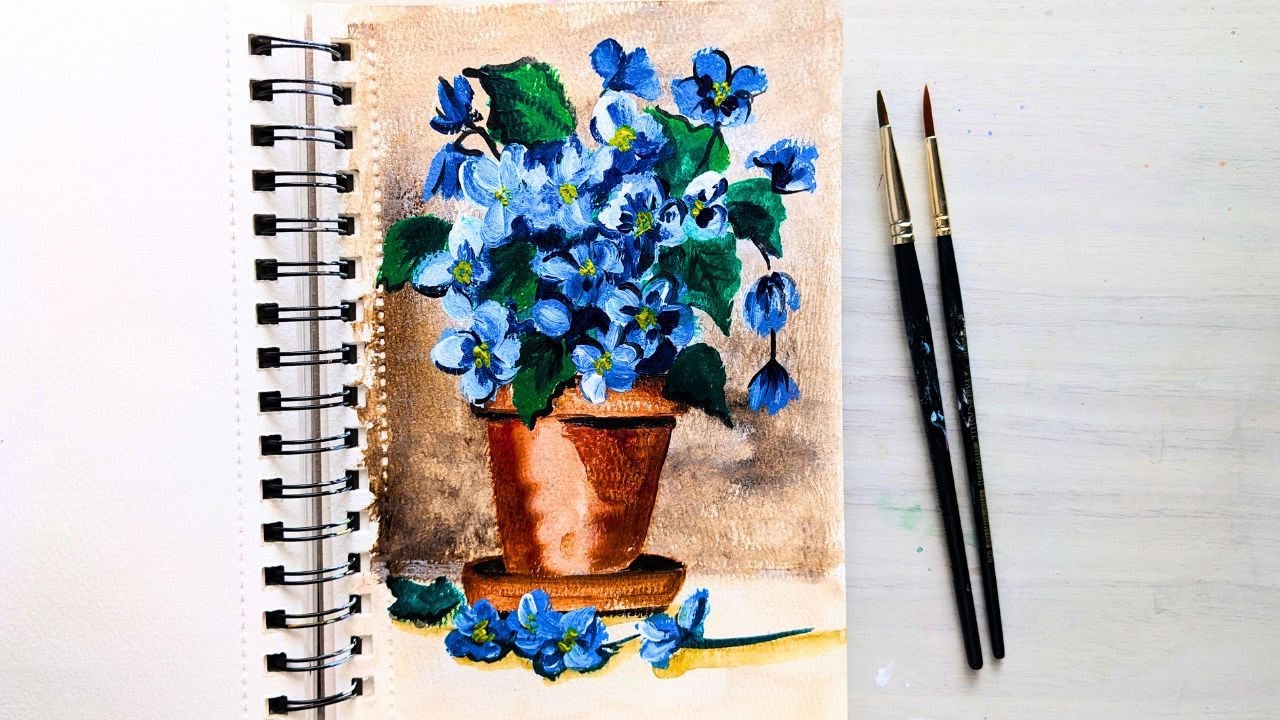 How to paint a Flower Pot | Acrylic Still life Painting for beginners ...