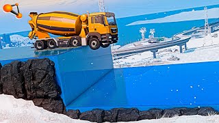 Cars VS Unfinished Ice Road #3 - BeamNG drive