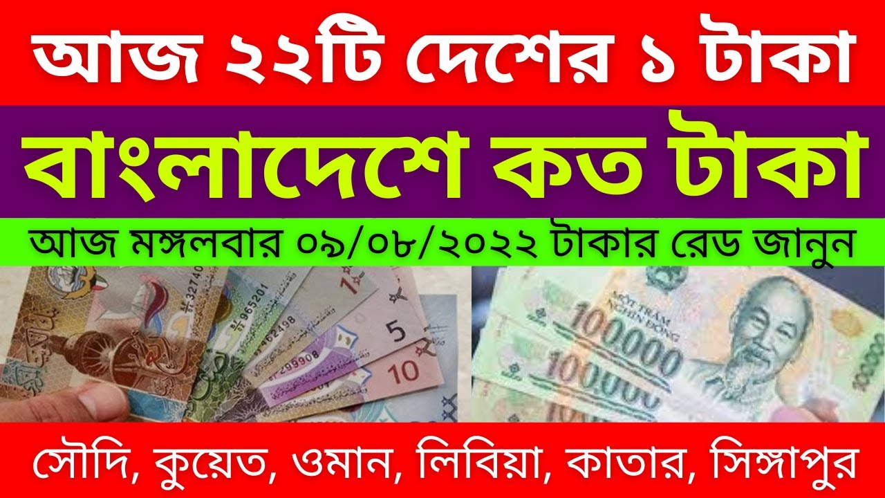 Bangladesh Taka Exchange Rate Today Money Rate 09082022 Dollar