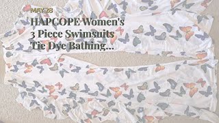 Hapcope Womens 3 Piece Swimsuits Tie Dye Bathing Suits Halter Bikini Sets With Mesh Cover Up P...