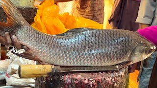 Best Cutting Skills | Fast Big Rohu Fish Cutting Skills Live In Fish Market