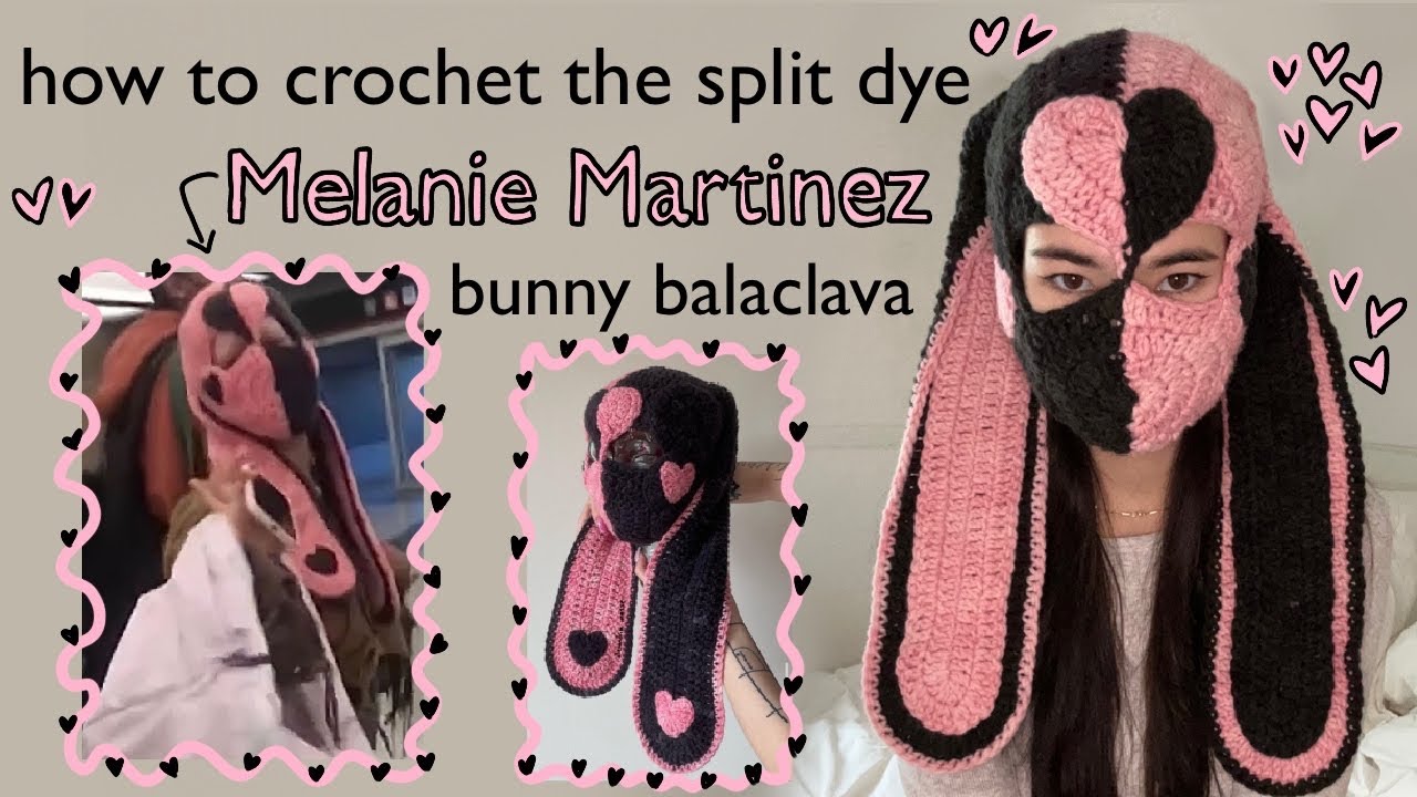 Split Dye Heart Bunny Balaclava Crochet Tutorial (worn by Melanie