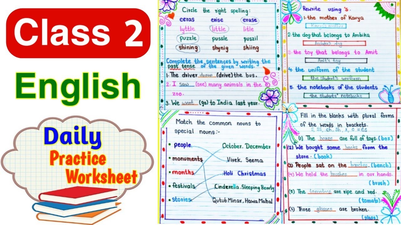 class 2 english class 2 english worksheet english worksheet for class 2 class 2 youtube