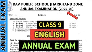 Dav class 9 question paper of English of annual/final exam 2026 | Dav paper Zone | 2025-26 | 