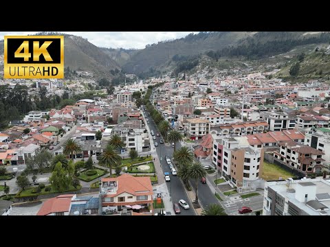 4K Drone View Of Ficoa And Guaytambos Street Ambato Ecuador