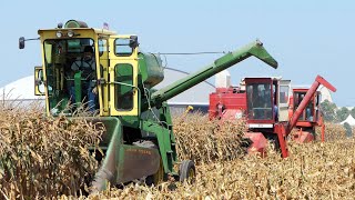 Vintage combines Harvesting Corn at Half Century of Progress Show 2023 | Day 1