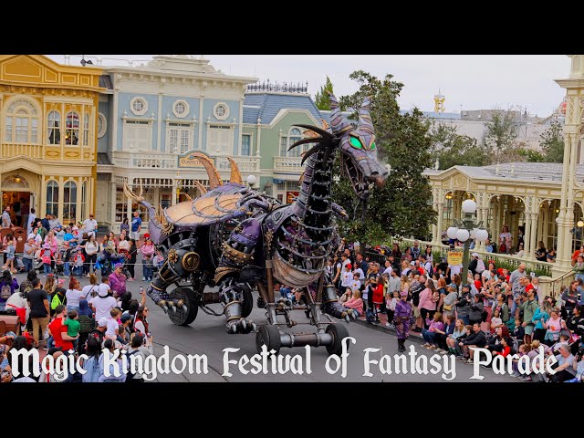 Disney Festival of Fantasy Parade at Magic Kingdom(Train Station View) 4K | Walt Disney World 2023 class=