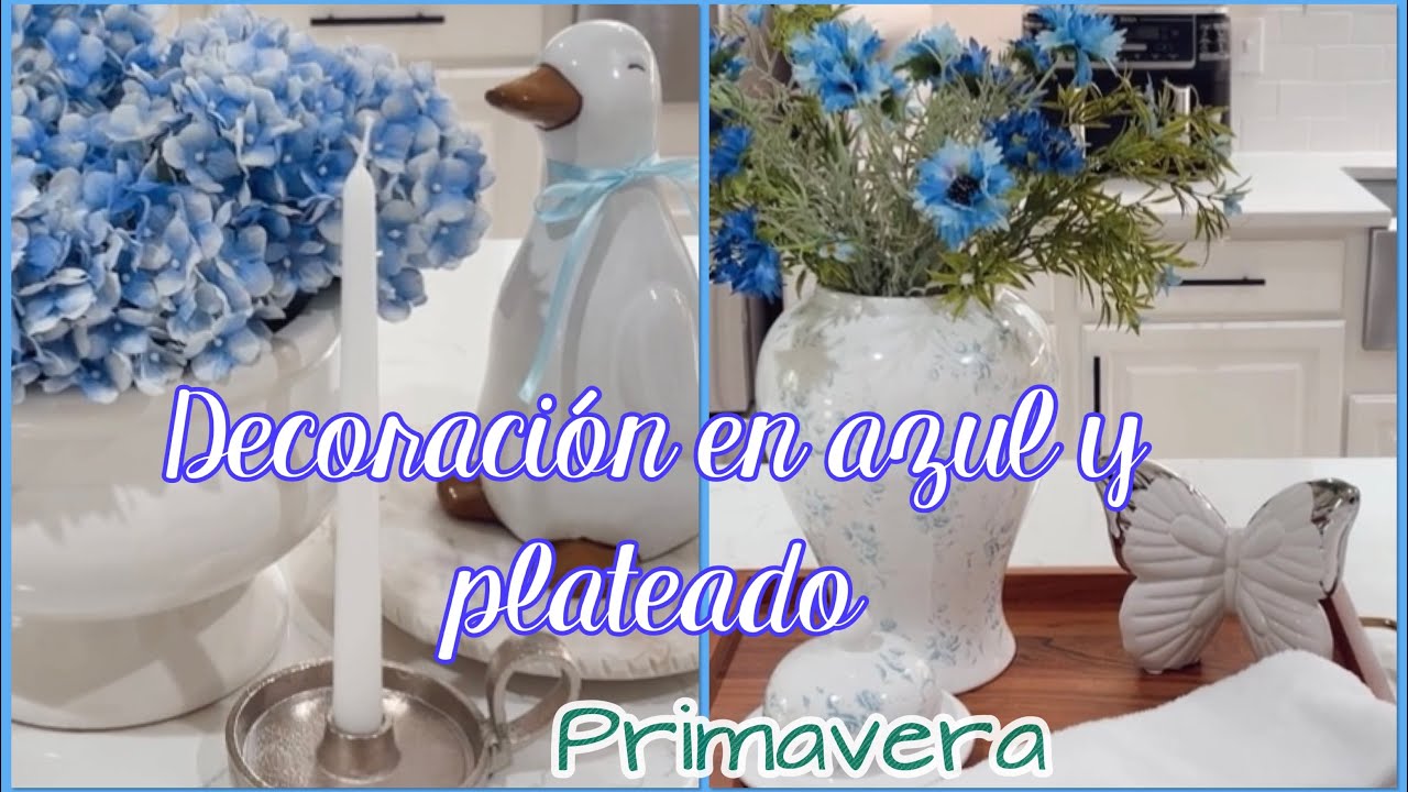 Decoración en azul y toques plateados para la primavera, increíble combinación #home #decor 