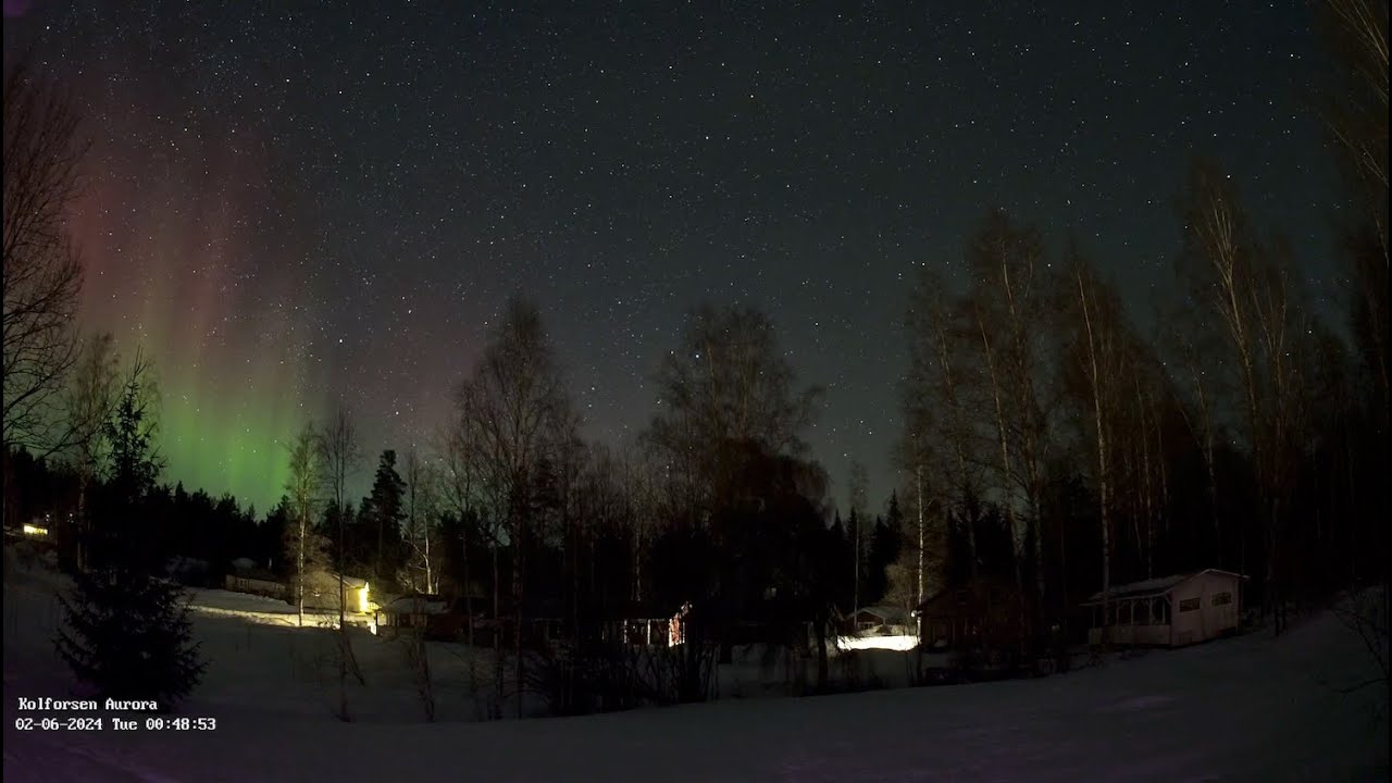 Real time Aurora borealis or Northern lights from 6/2/24 central Sweden ...