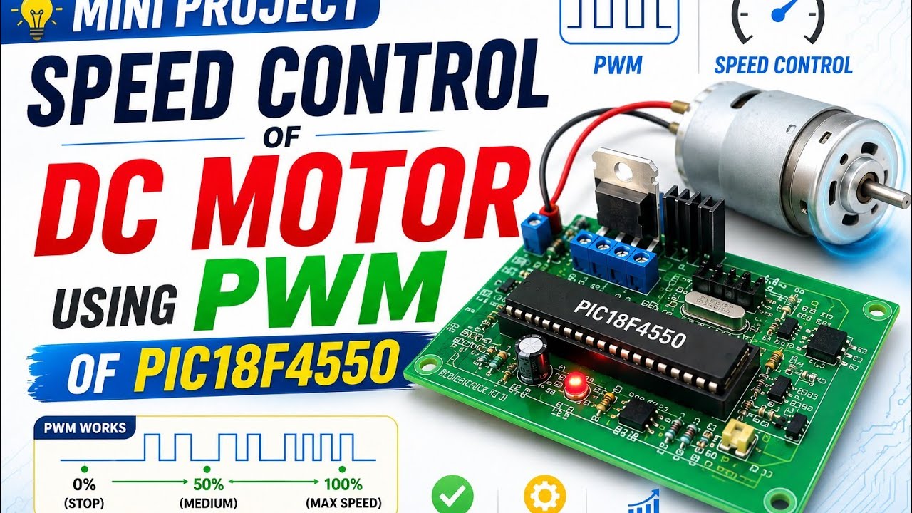 Mini Project: Speed Control of DC motor using PWM | PIC18F4550 - YouTube