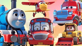 Train,Firetruck,bus,Bulldozer, Amblance+Wheels on the Bus - Baby songs - Nursery Rhymes & Kids Songs