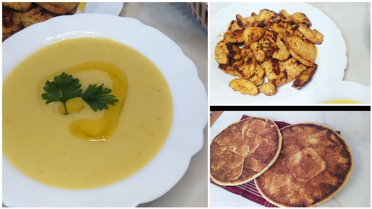 حساء البطاطا بنين بزاف مع صدر دجاج مقلي