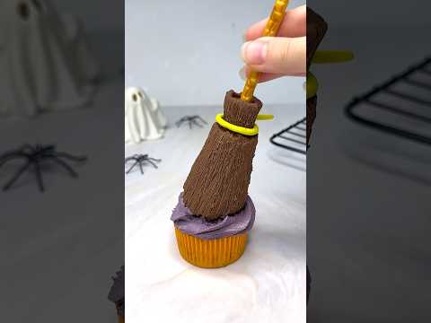 Recipe by Tastyla: Chocolate Broomsticks 🧹🧁 #cupcake #shorts #halloween #easyrecipe #cakedecorating #cake #spooky