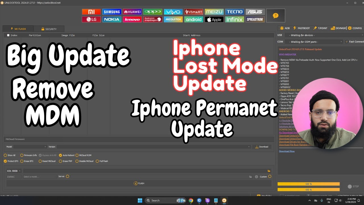 UnlockTool New Update Remove MDM Via Preloader Auth Now Supported One Click, 