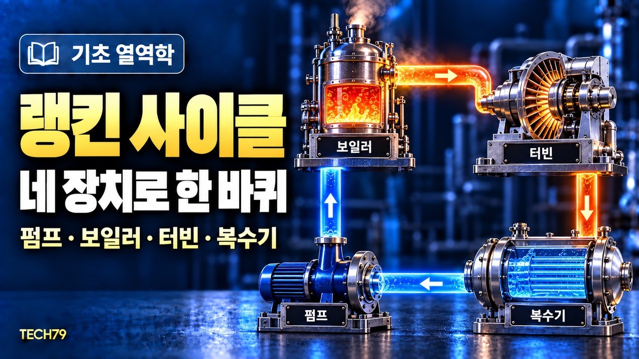 랭킨 사이클과 증기 원동소 — 보일러·터빈·복수기·펌프와 T-S 선도