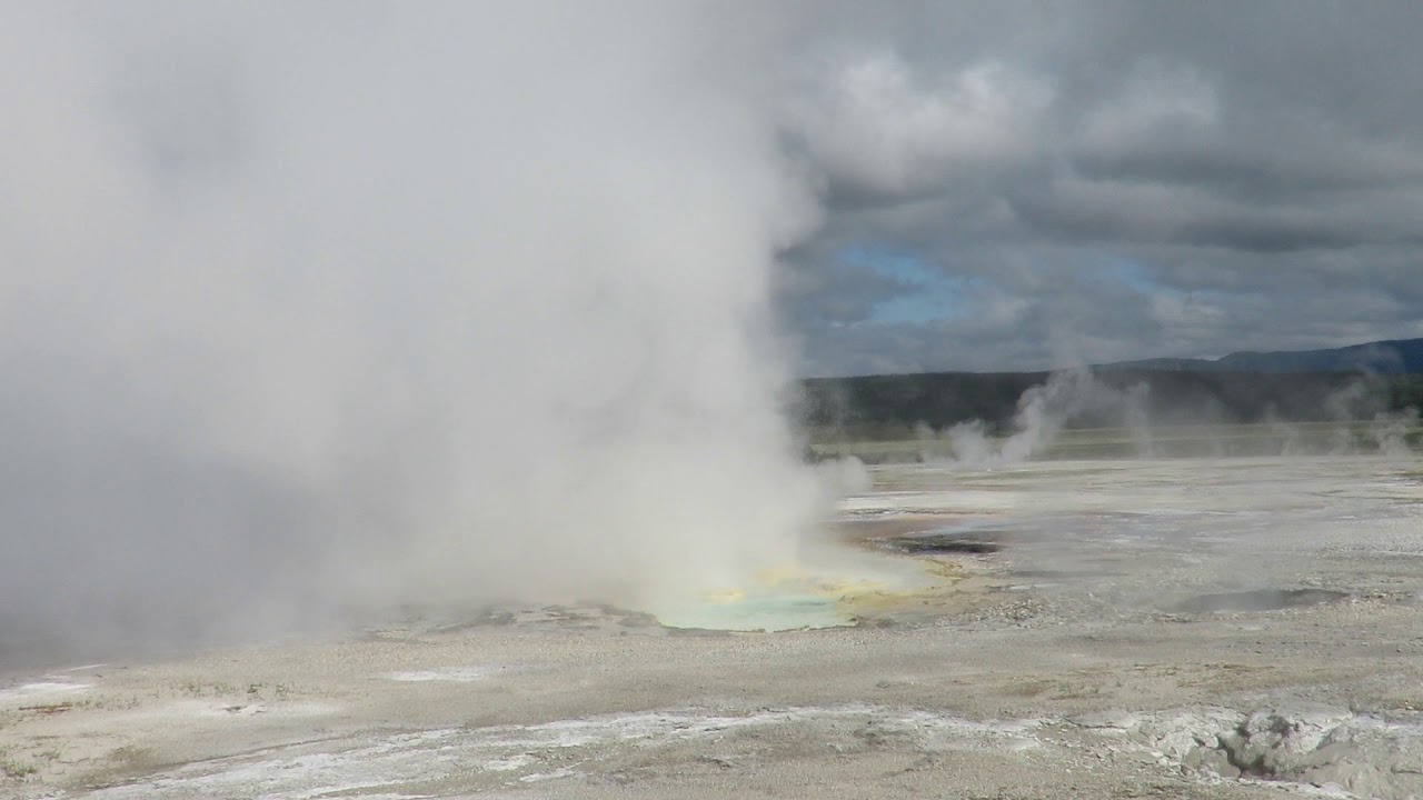 Yellowstone Park. Clepsydra Geyser in the Lower Geyser Basin