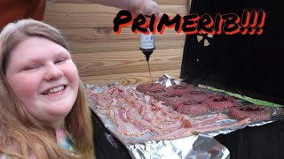 Prime rib and bacon cheeseburgers on the grill!!!!