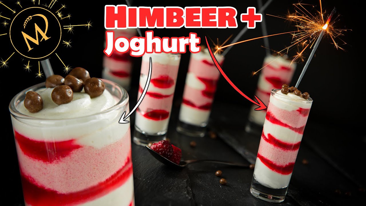 Super einfaches Himbeer Joghurt Silvester Dessert | Schichtdessert mit Himbeeren im Glas