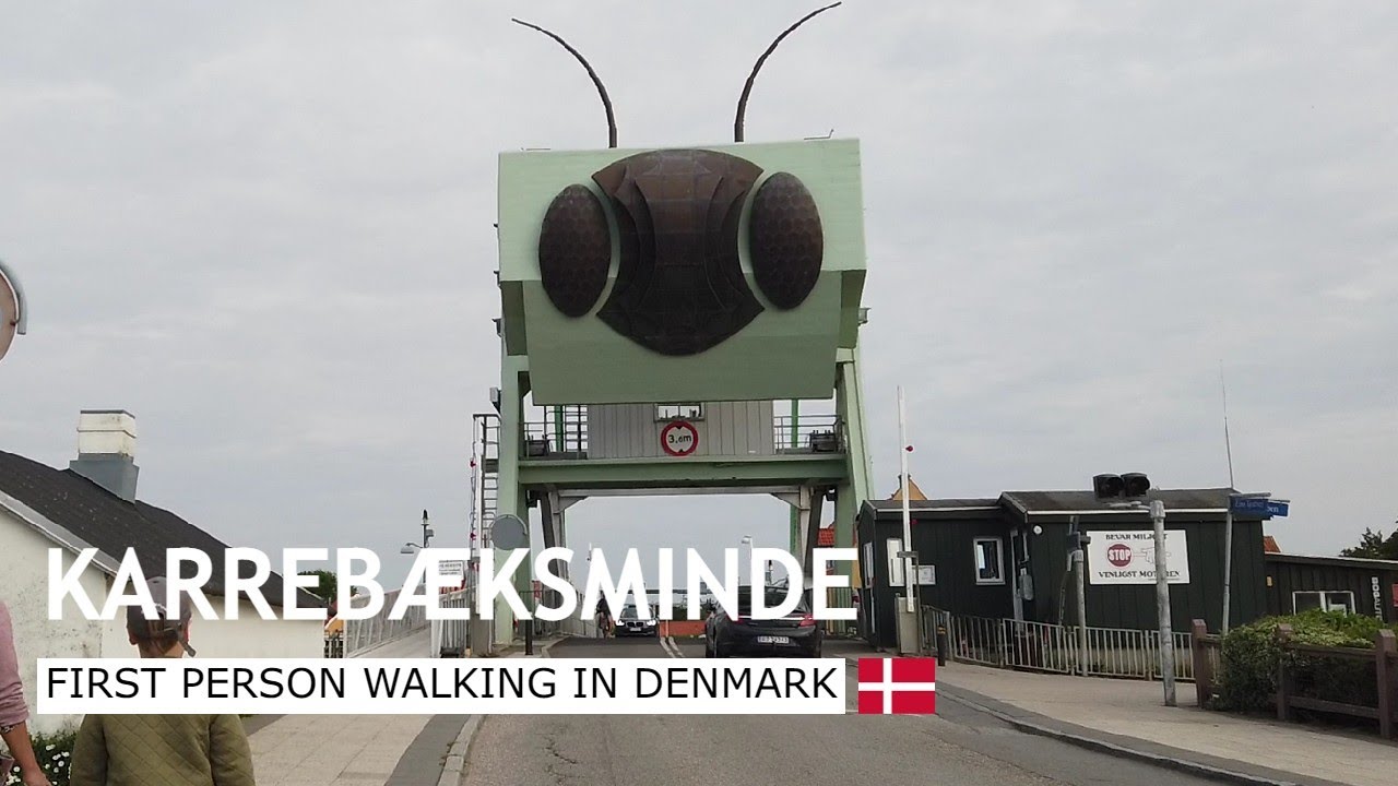 Funny grasshopper bridge and canal tour in Karrebæksminde, Denmark