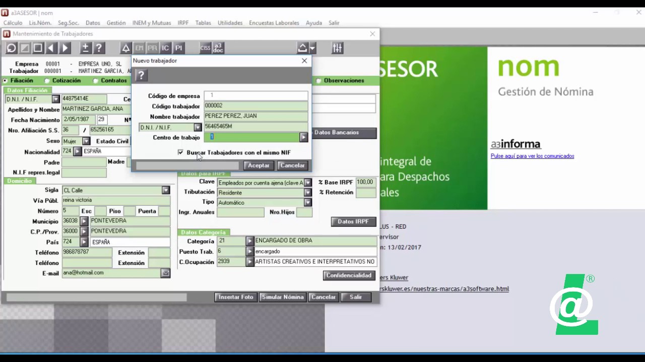 Copiar Empresa Trabajadores Y Centros Tema 4 A3nom Youtube Desktop Screenshot