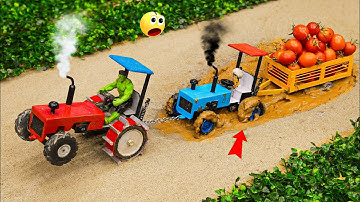 Diy tractor trolley dangerous tractors stunt | tractor trolley loading new technology @sanocreator