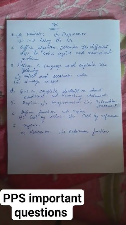PPS important questions B.tech 1st year #btech #computerprogramming # ...