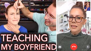 Beauty Guru Teaches My Boyfriend How to Do My Makeup ft. Tati