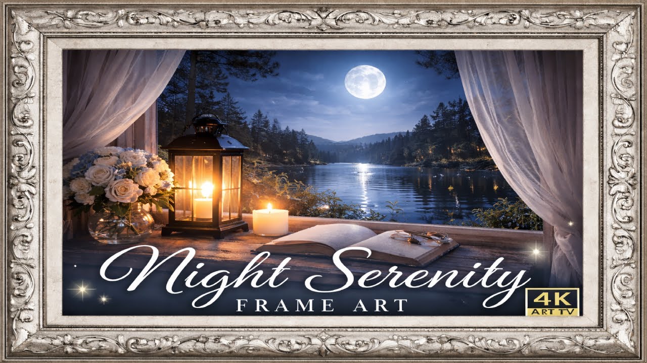 Moonlit Night Window 🌙 4K Frame Art for Deep Calm & Art TV - YouTube